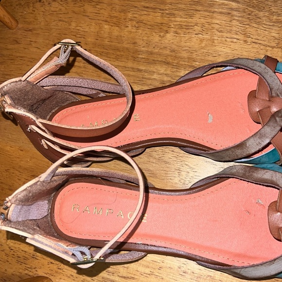 Rampage Tan and Blue Ankle-Strap Sandals with Bow Details - Picture 2 of 8